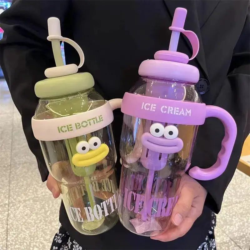 1100ML Sports Water Bottle For Women Cute Aesthetic Large Capacity Portable Straw Cup For Summer Home Outdoor
