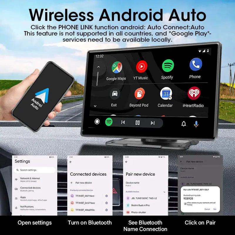 7 To 10 Inch Wireless CarPlay Android Auto Car Multimedia Receiver