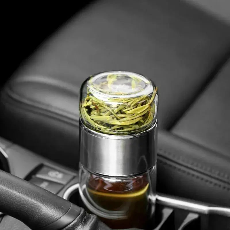 ClearSip 420ml Double Wall Borosilicate Tea Water Bottle Infuser Keeps Tea Fresh And Flavorful On The Go