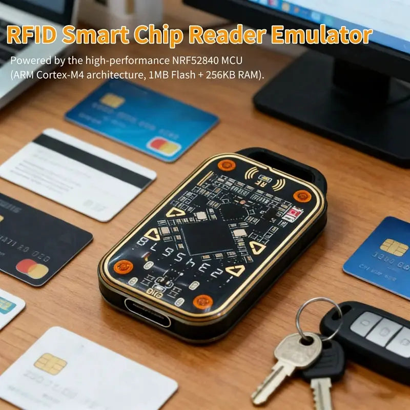 Simples Market FULL-Chameleon Ultra V3.0 RFID reader emulator, black handheld device with orange screws