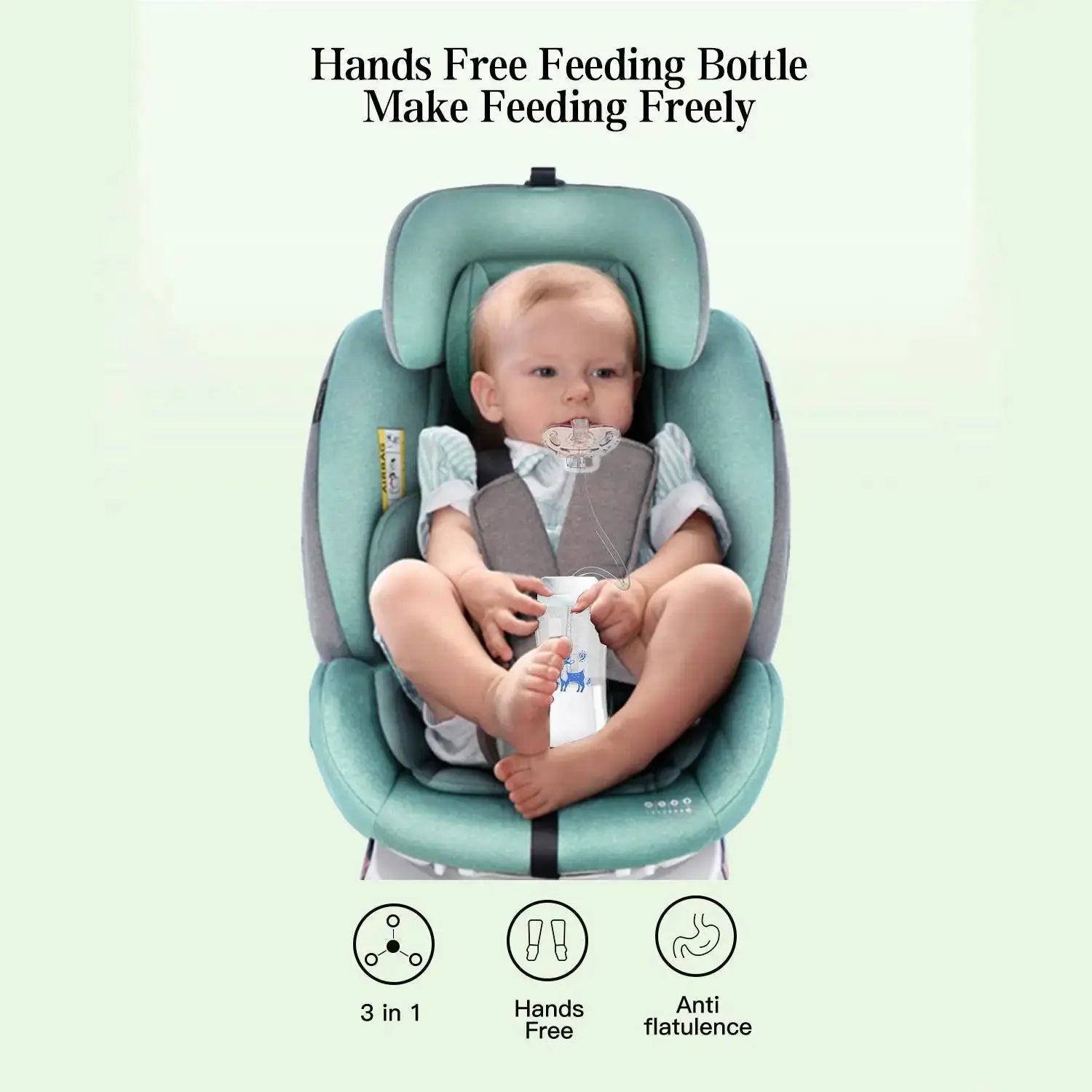 3 In 1 Hands Free 300ML Wide Neck Baby Bottle With Milk Storage Pacifier And Anti Drop Gravity Ball Feeding Bottle