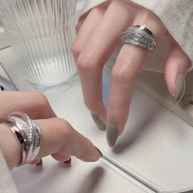 Unisex Irregular Pleated Ring Open Adjustable Wide Band Y2K Fashion Punk Jewelry