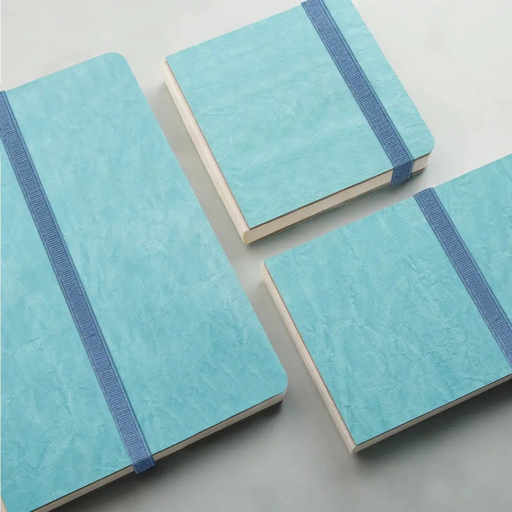 Potentate blue watercolor journals set of 3 with elastic bands; 100% cotton, 300gsm cold-press art notebooks