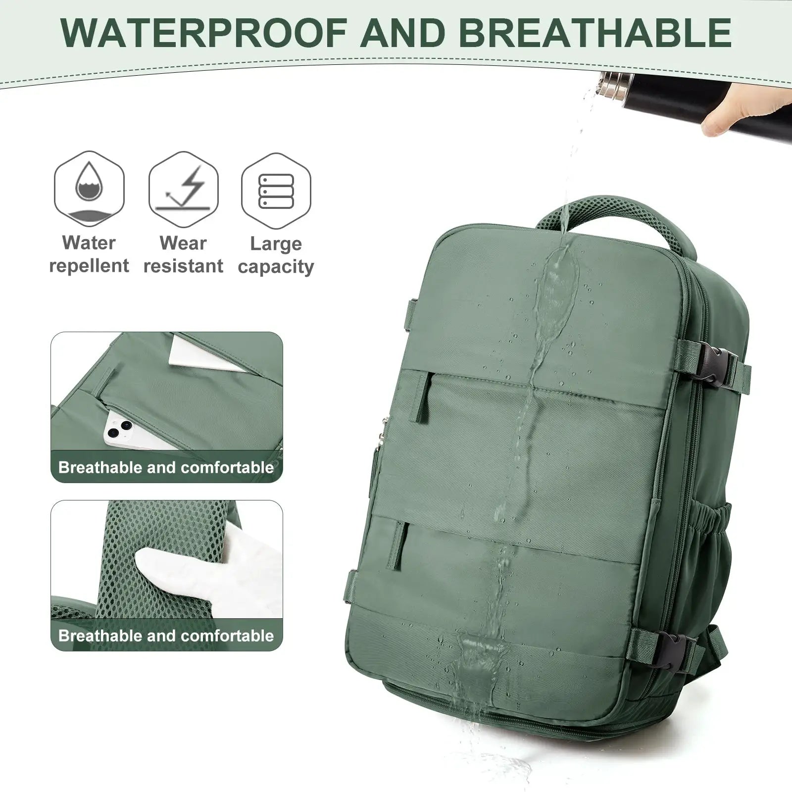 Ryanair Cabin Backpack 40x20x25 Travel Laptop Backpack for Men and Women with 180 Degree Opening