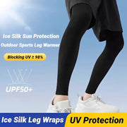 2 Pack Ice Silk Leg Sleeves For Summer Running And Cycling UV Protection Compression Non Slip Cooling Leg Warmers