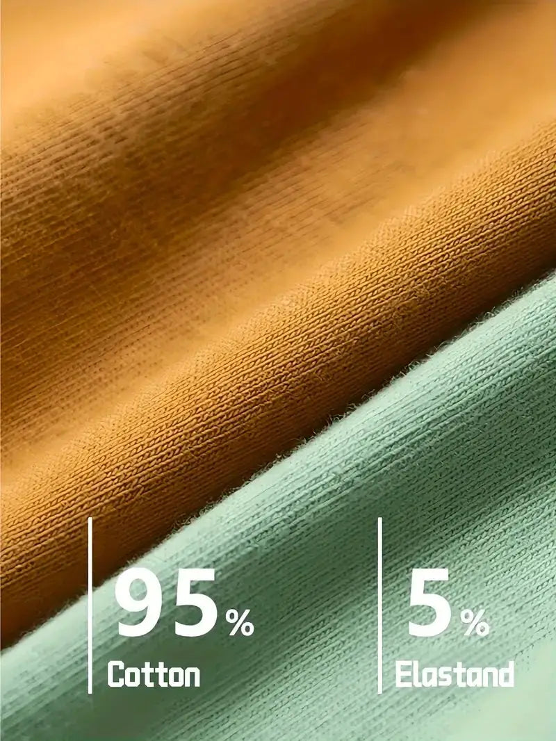 3pc men's cotton boxer shorts set by Simples Market; orange and mint fabric swatches, 95% cotton, 5% Elastand