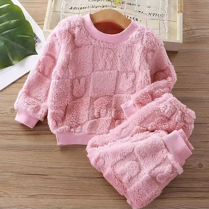 CozyKids Korean Velvet Baby Pajama Set For Autumn Winter Ultra Warm Velour Sleepwear For Babies And Toddlers