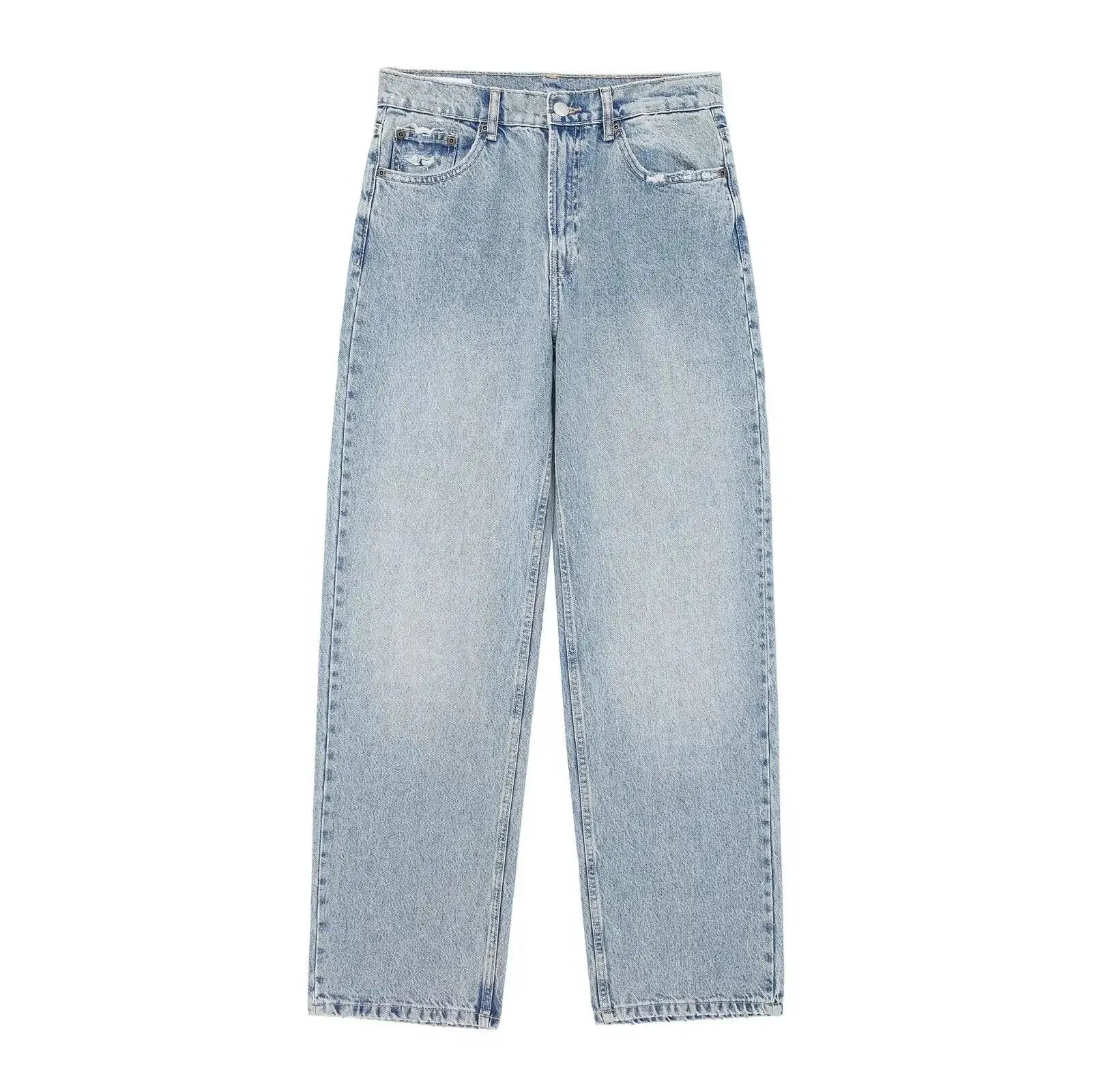 HH 2024 Womens Distressed Patchwork Denim Jeans High Waist Ripped
