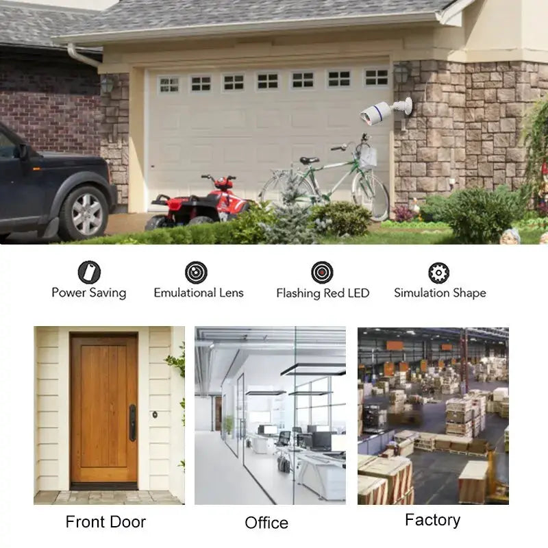Simples Market 1PC white dummy CCTV dome camera with LED light mounted on an exterior wall.