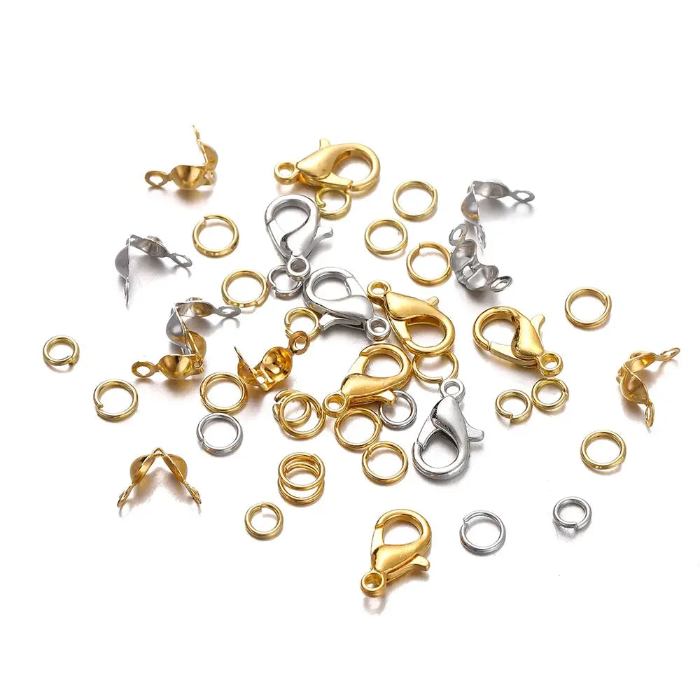 370 To 570 Pcs Jewelry Making Kit With Lobster Clasps Open Jump Rings End Crimps Beads Box For Bracelets And Necklaces