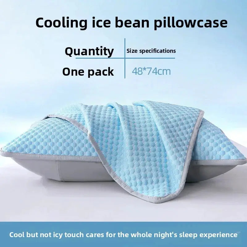 Cooling ice bean pillowcase by Simples Market, blue breathable 48x74cm pillow cover with textured fabric (no insert)