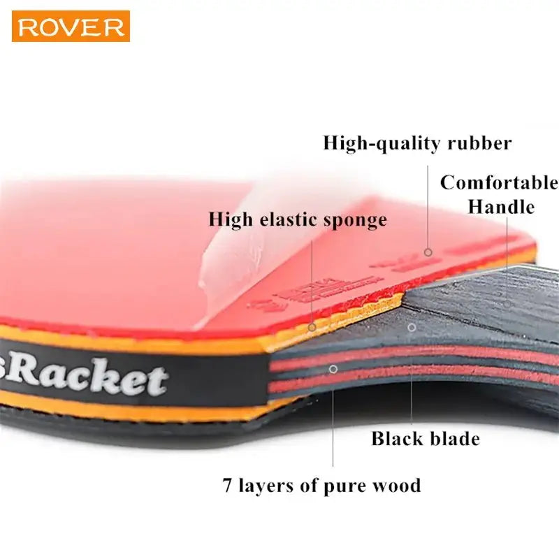 6 Star Table Tennis Racket Set 2 Pieces Professional Ping Pong Rackets Pimples In Rubber High Quality Blade Bat With Bag