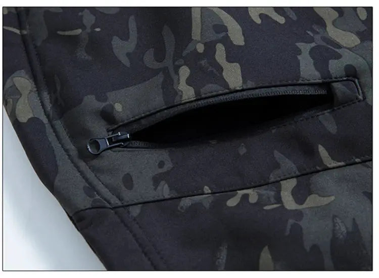 Lurker Shark Skin soft shell tactical jacket camouflage pattern, waterproof fleece hooded coat with zip pocket