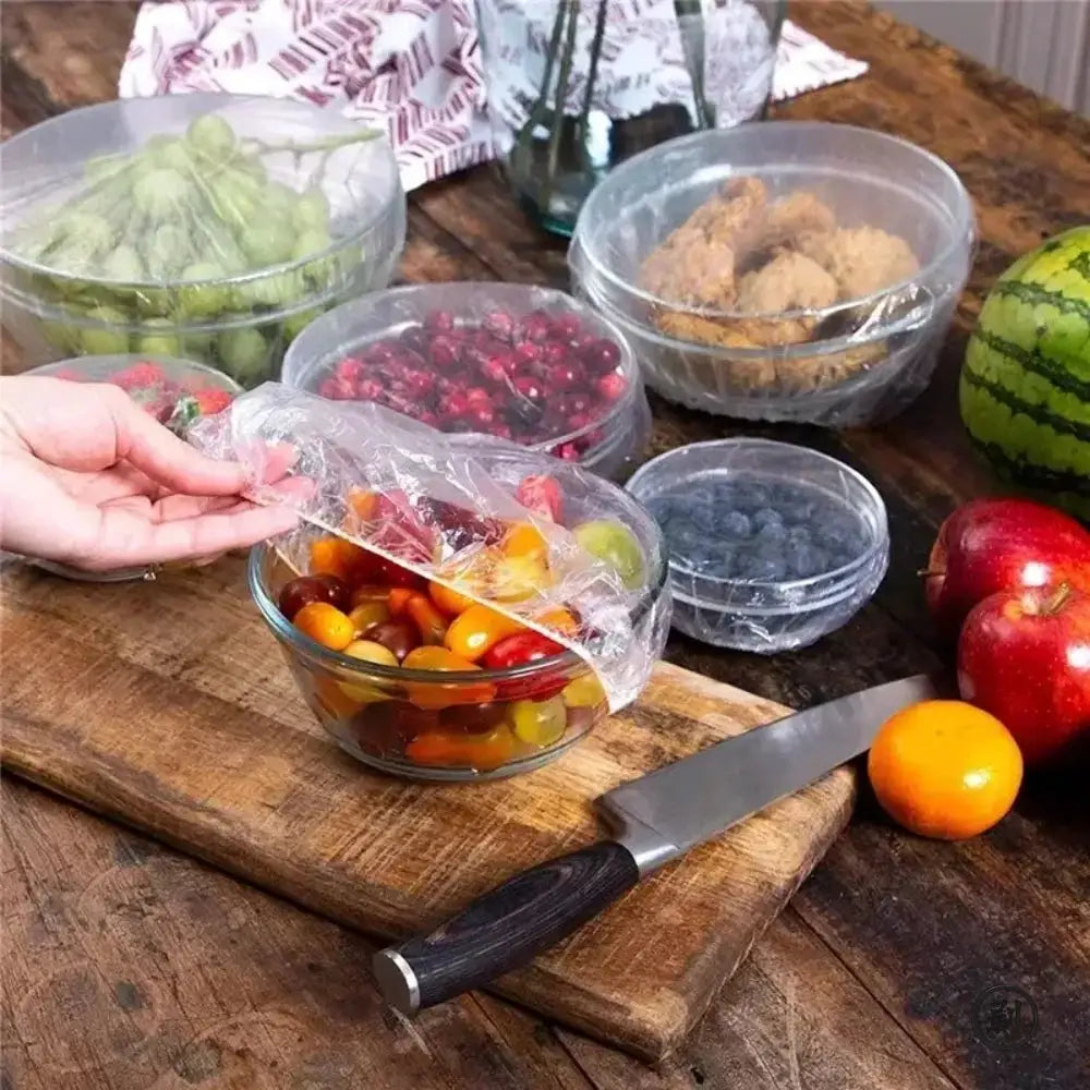 200 Piece Kit Reusable Stretch Lids For Food Preservation And Disposable Shower Caps For Kitchen Storage