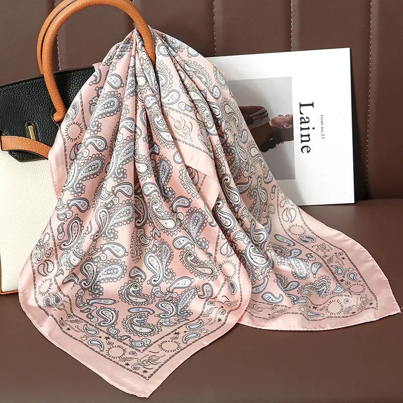 Luxe Silk Satin Square Scarf Silk Feel Finish Versatile Fashion Wrap For Shawl Hijab Neckerchief Hair Ribbon Headband