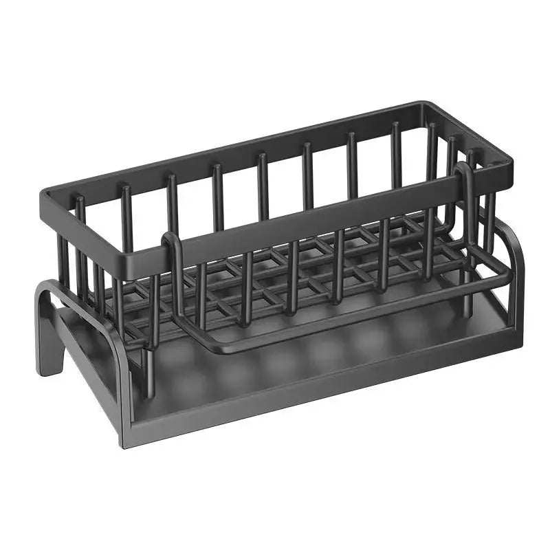 Stainless steel sink drain rack by Simples Market with sponge storage and drip tray
