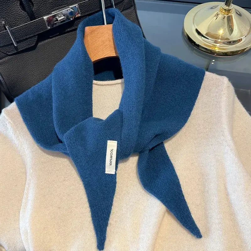 British Korean Triangle Scarf 100 Percent Wool Multifunctional Warm Knitted Headscarf For Women