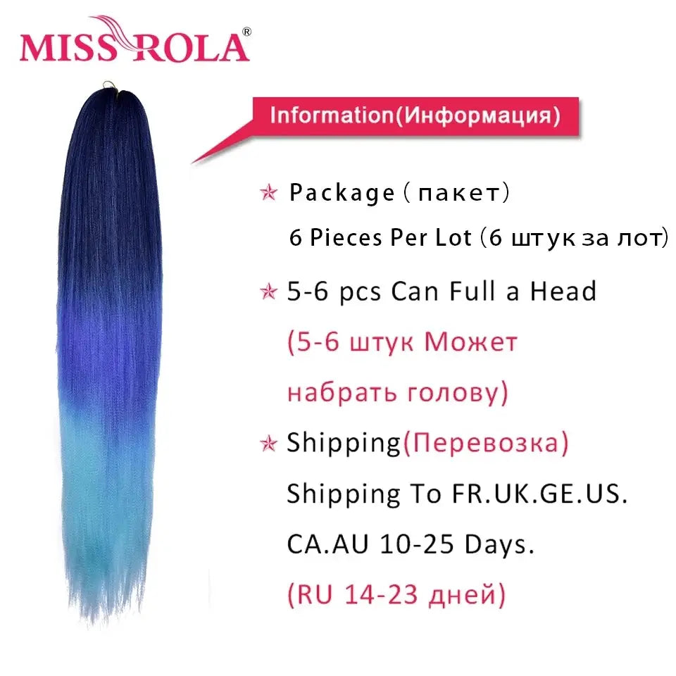 Miss Rola synthetic jumbo braiding hair, blue gradient Kanekalon, pre-stretched long extension