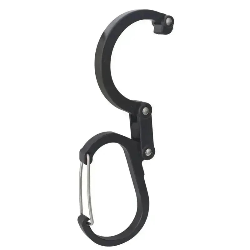 Multifunctional rotating carabiner heavy-duty hook, black metal for outdoor camping gear