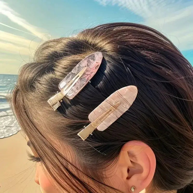 LuxeHair No Bend Hair Clips 2 Piece Set Pink Acrylic Finish For Strong Hold Without Damaging Hair