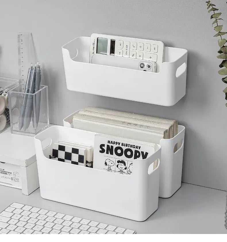 Simples Market white non-perforated cabinet wall rack set; two organizers for cling film, spices and dish-drying storage.
