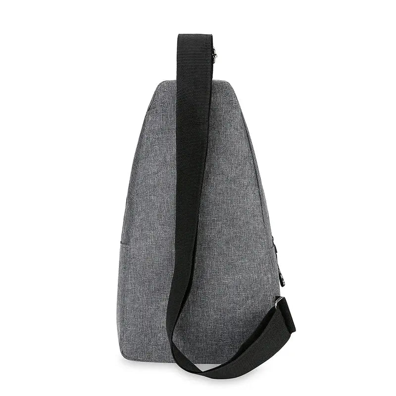 Simples Market chest bag, gray fabric crossbody with black adjustable strap