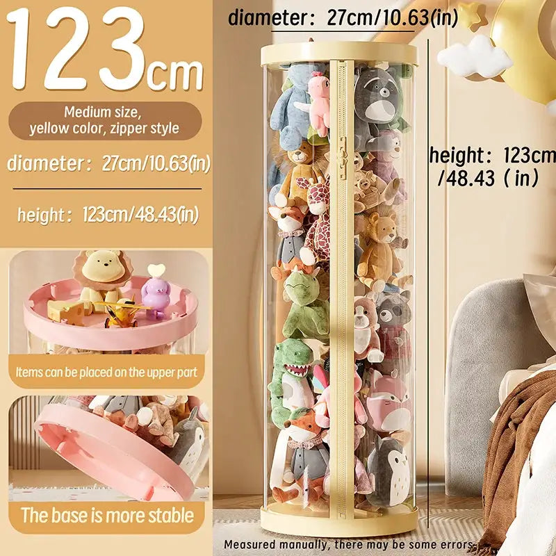 Transparent Doll Storage Box For Plush Toys And Dolls DIY Zipper Tube Organizer Christmas Gift For Kids
