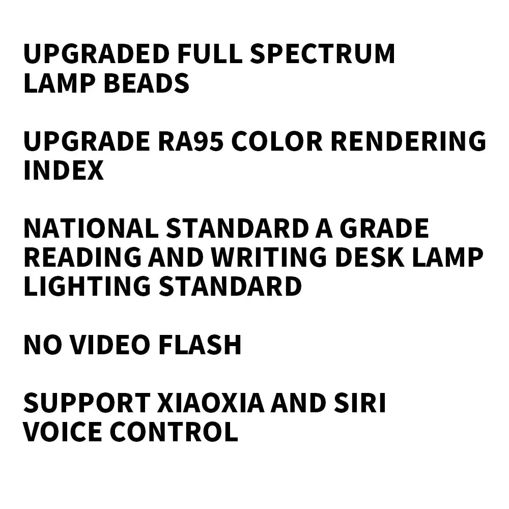 MIJIA Table Lamp 1S Enhanced Version RA95 spec sheet with full spectrum lamp beads, RA95 color rendering, voice control