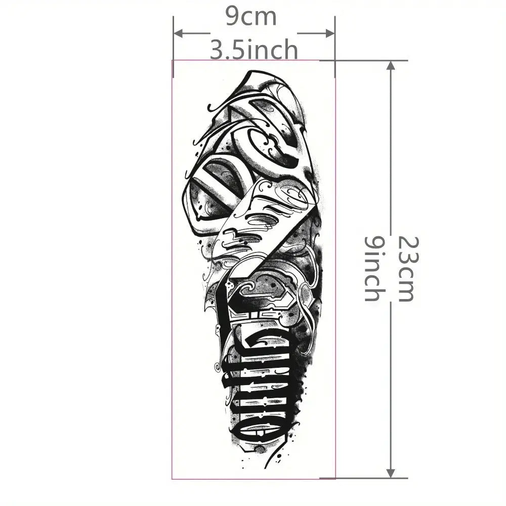 1 Sheet Arm Tattoo Sticker Waterproof Long Lasting Temporary Tattoo For Party Wear