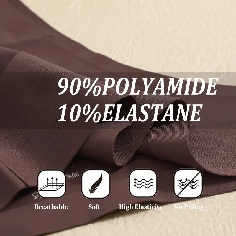 7-piece brown G-string panties set, ice silk seamless, 90% polyamide 10% elastane, breathable and soft