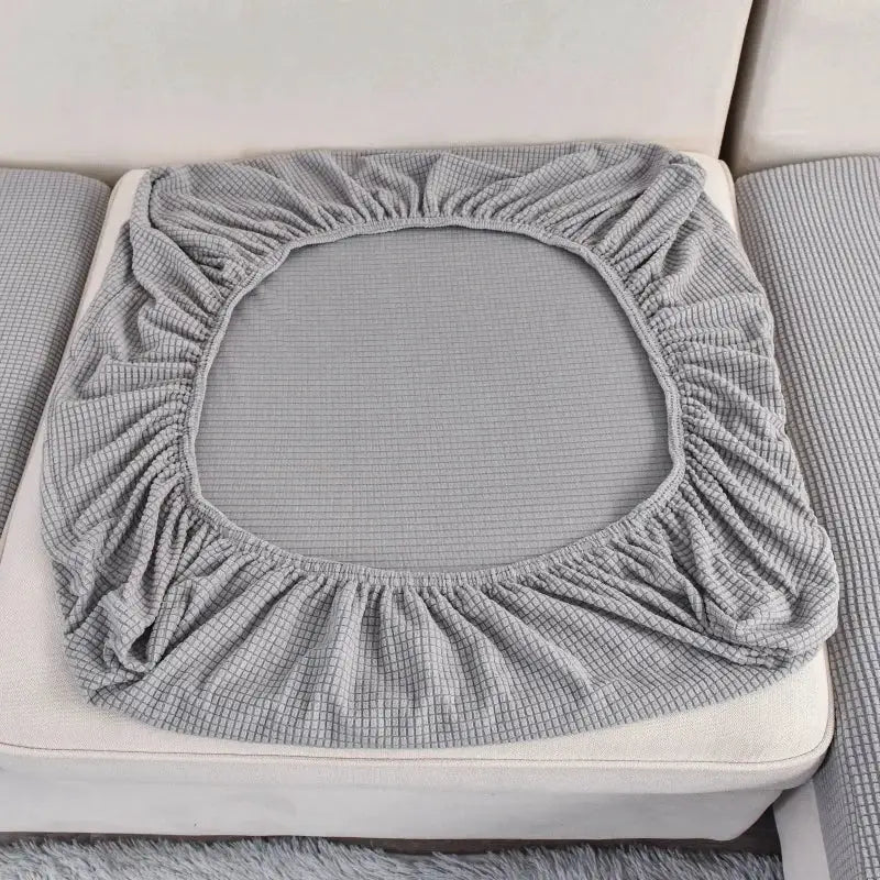 Polar fleece sofa seat cushion cover by Simples Market, gray with elastic edge