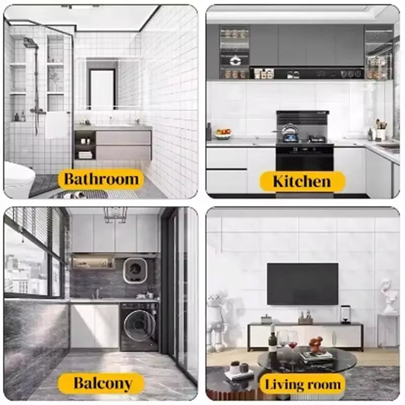 Self-adhesive marble foam imitation tile wallpaper roll for bathroom, kitchen, balcony, and living room decor
