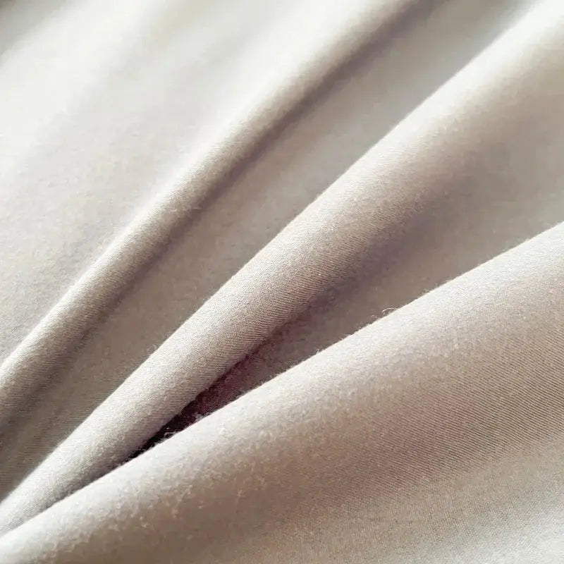 Simples Market 4-piece bed set in taupe brush fabric; 2-sided solid color duvet cover with pillowcases.