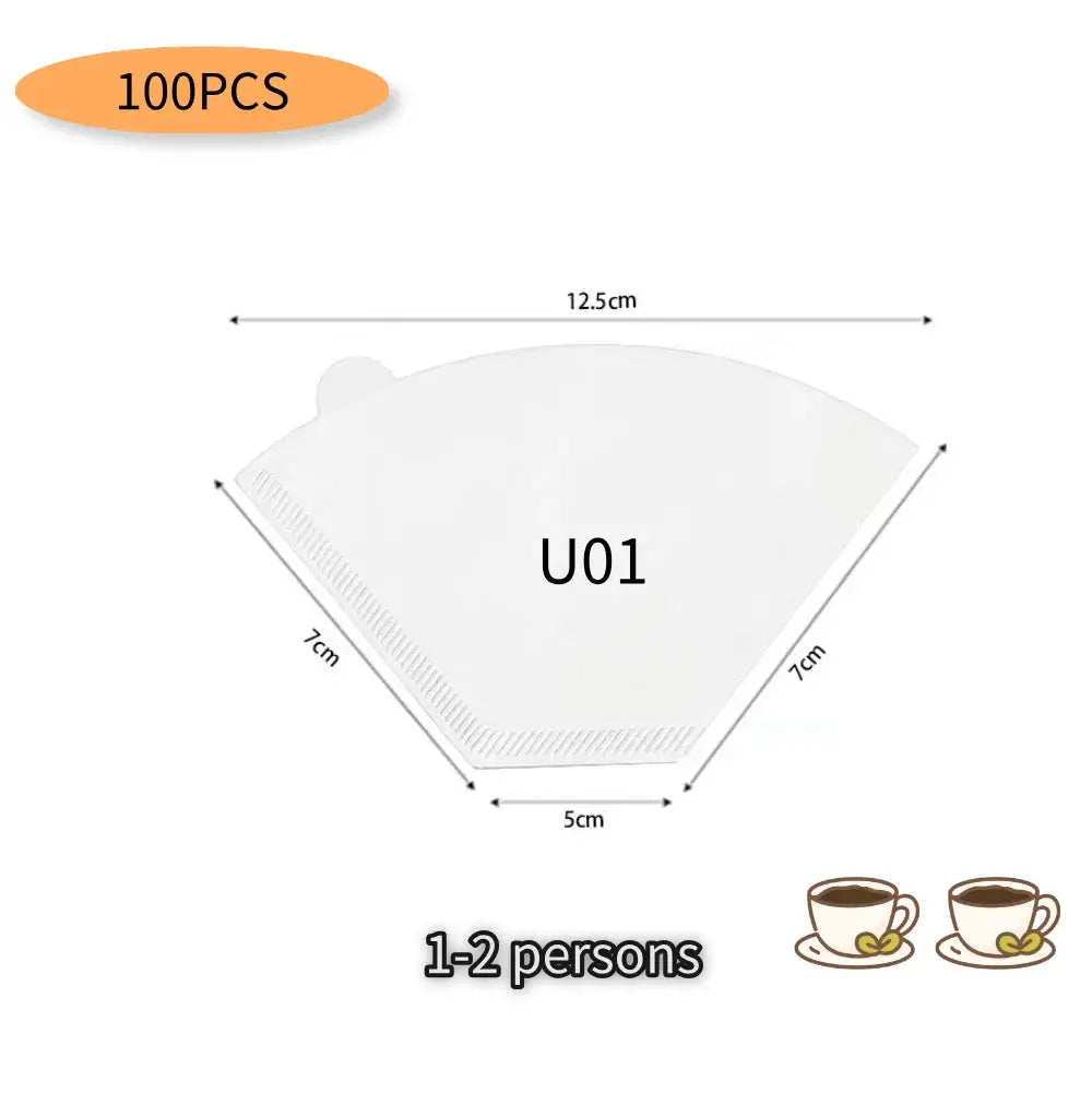 U-Shaped Disposable Coffee Filter Paper Bags Eco Friendly Hourglass Design For Optimal Coffee Extraction