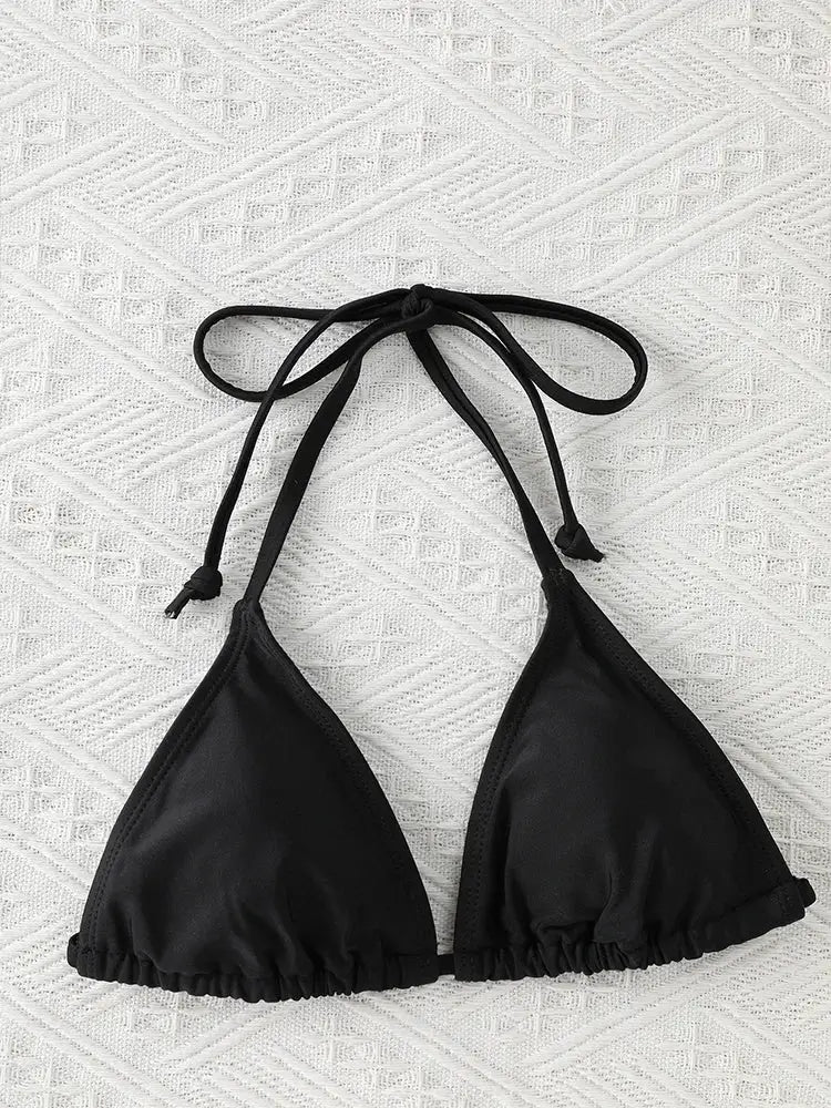 2024 Fashion Women Swimwear Bikini Set Triangle String Thong Beachwear One Piece Brazilian Biquini