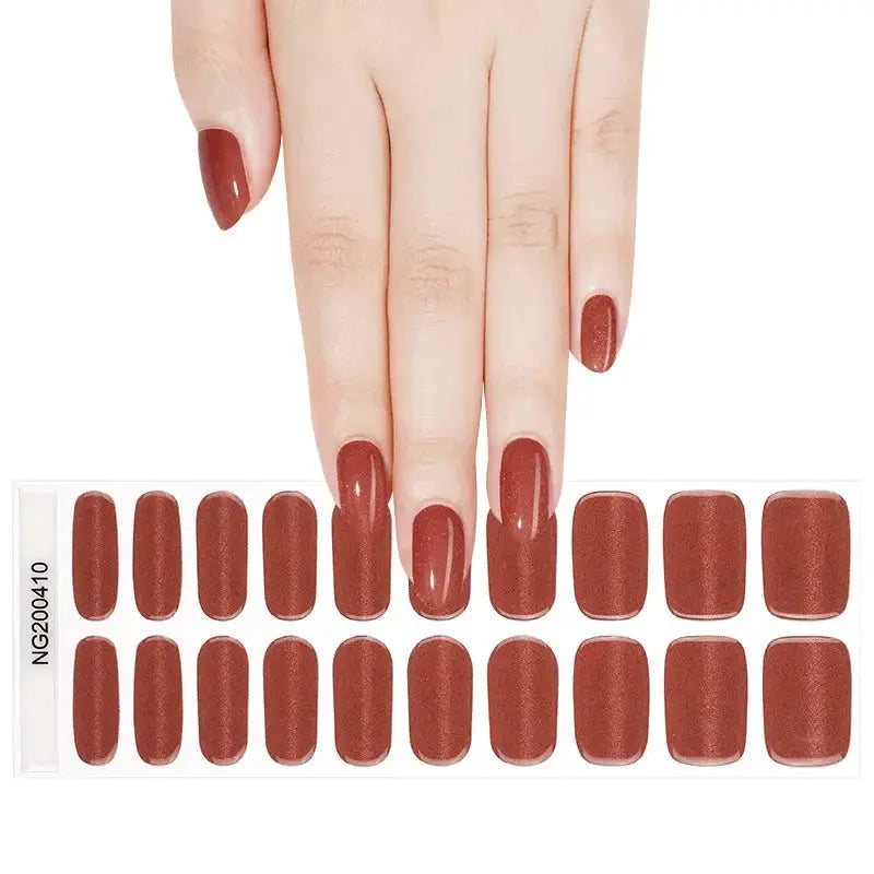 NailLux Semi Cured Nail Wraps For 16 To 20 Tips Easy Full Cover Adhesive Press On Nails Gel Finish UV LED Compatible
