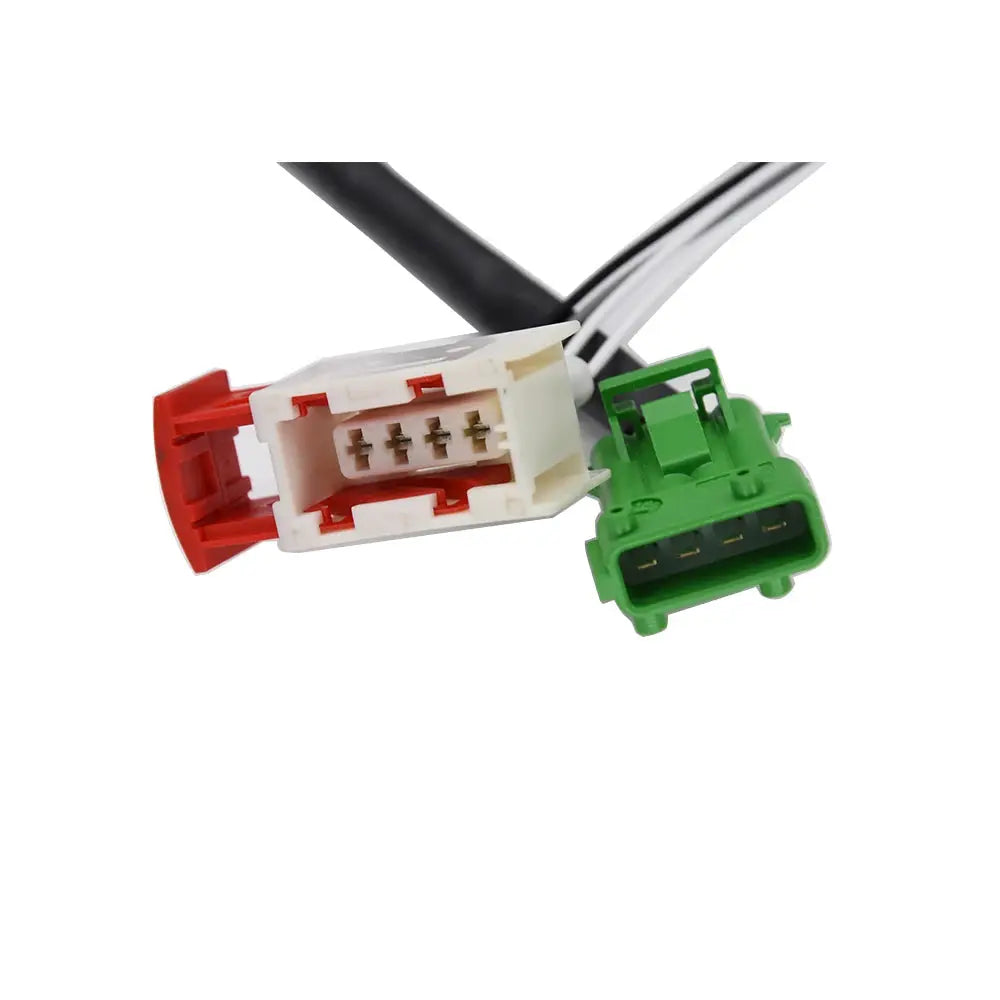 2-in-1 AFR voltmeter gauge wiring harness featuring red and green automotive connectors with attached wires