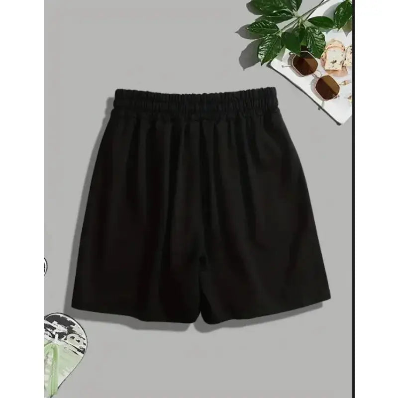 Men's black 100% cotton shorts with elastic waistband by Simples Market