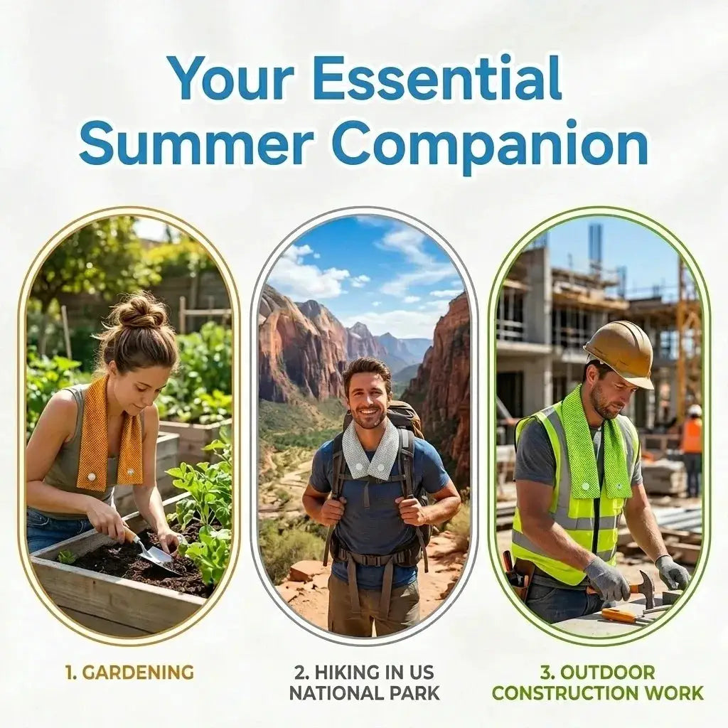Cooling ice scarf from Simples Market; versatile outdoor cooling towel for gardening, hiking and construction.
