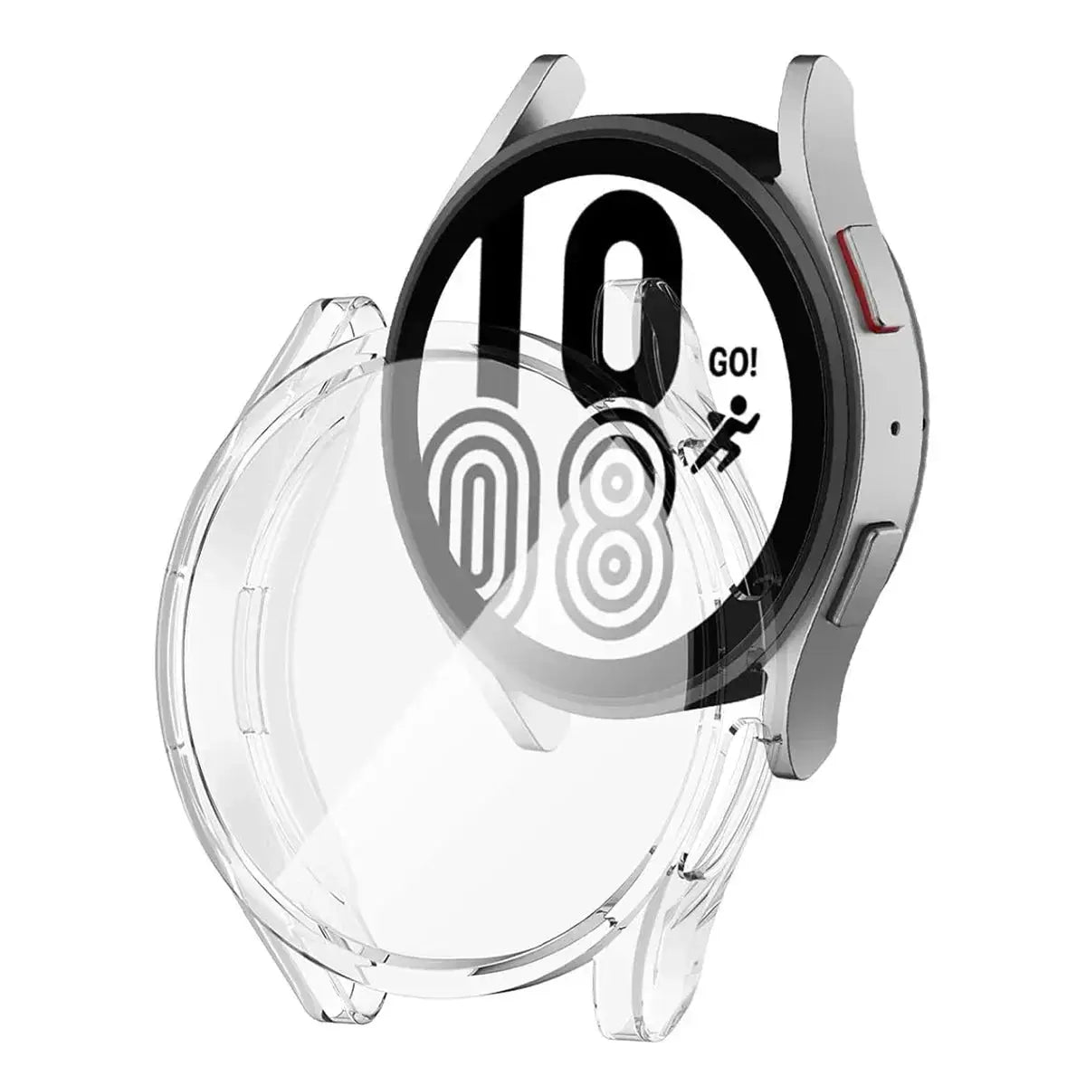 Simples Market full-cover TPU case for Samsung Galaxy Watch 7/6/5/4/FE, transparent bumper with screen protector for 40mm and 44mm