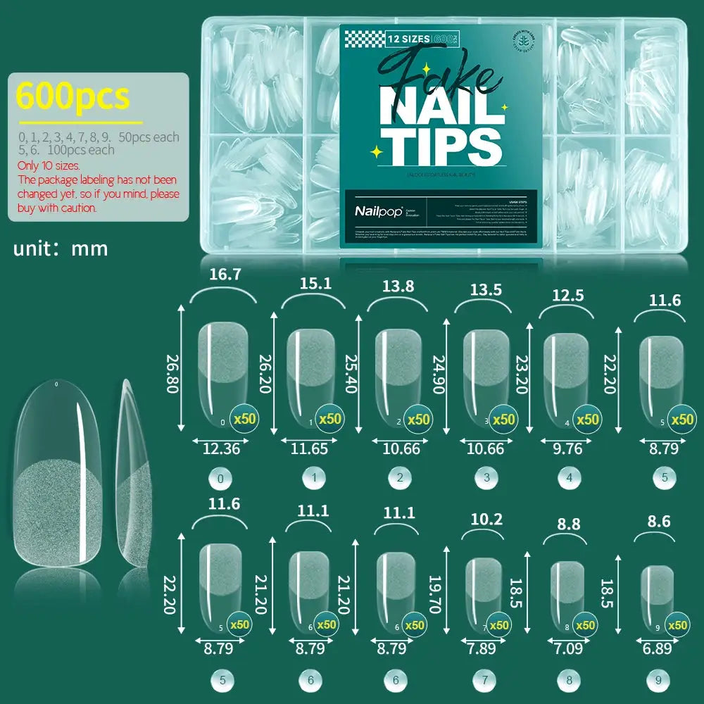 NailPop Soft Gel Nail Tips 600 Pcs Full Cover Coffin Almond Oval Shapes For Salon Quality At Home