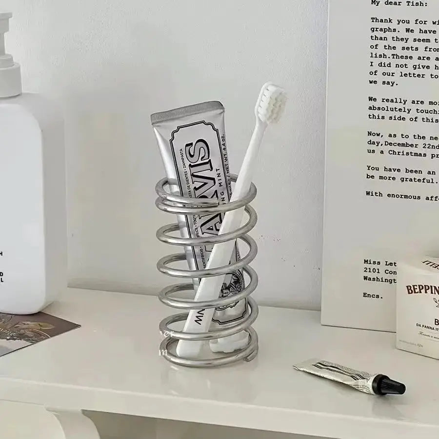 AuroraLux Stainless Steel Toothbrush Holder Rust Resistant Minimalist Bathroom Organizer For Countertop