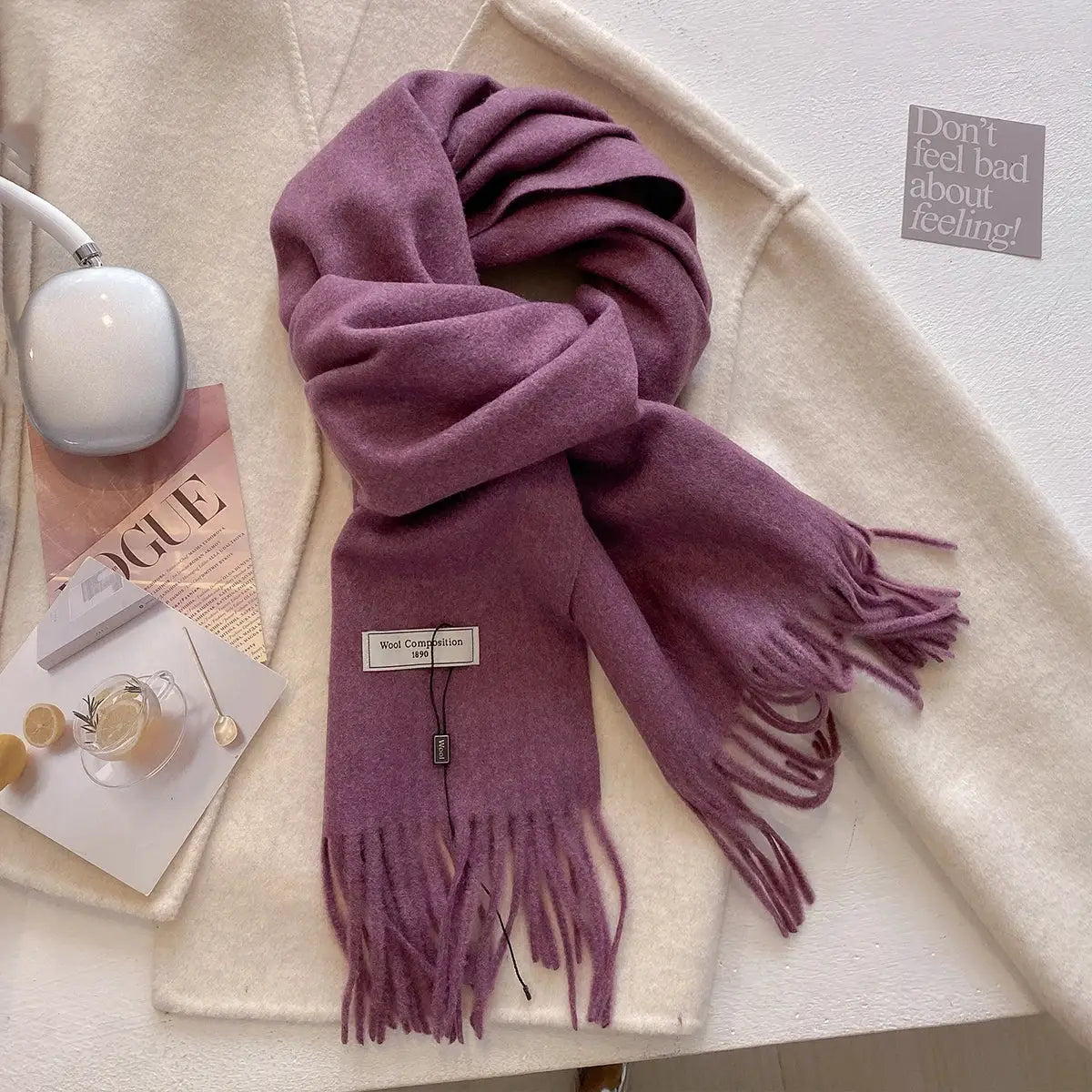 LuxeWeave 26 Color Winter Scarf for Women Long 175 Centimeters Premium Polyester with Tatting Weave Cozy Warmth