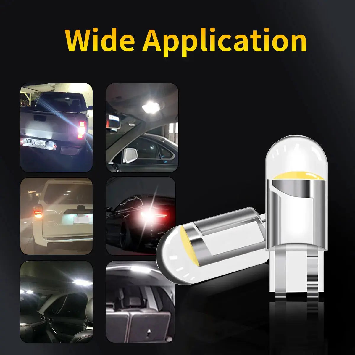 360 transparent LED COB T10 W5W car light bulb with multicolor options for 12V rearview mirror reverse signal