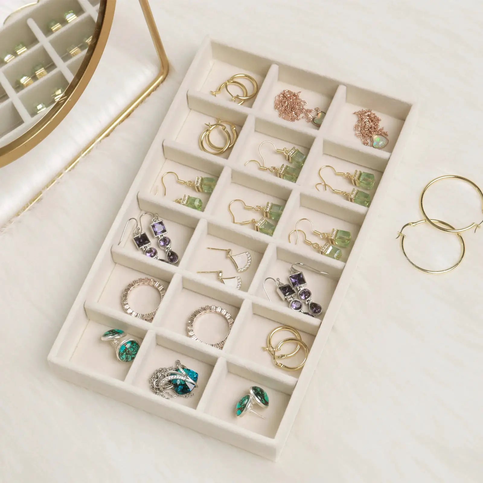 Velvet Jewelry Box With Tray Organizer For Rings Earrings Necklace Bracelet Storage Case