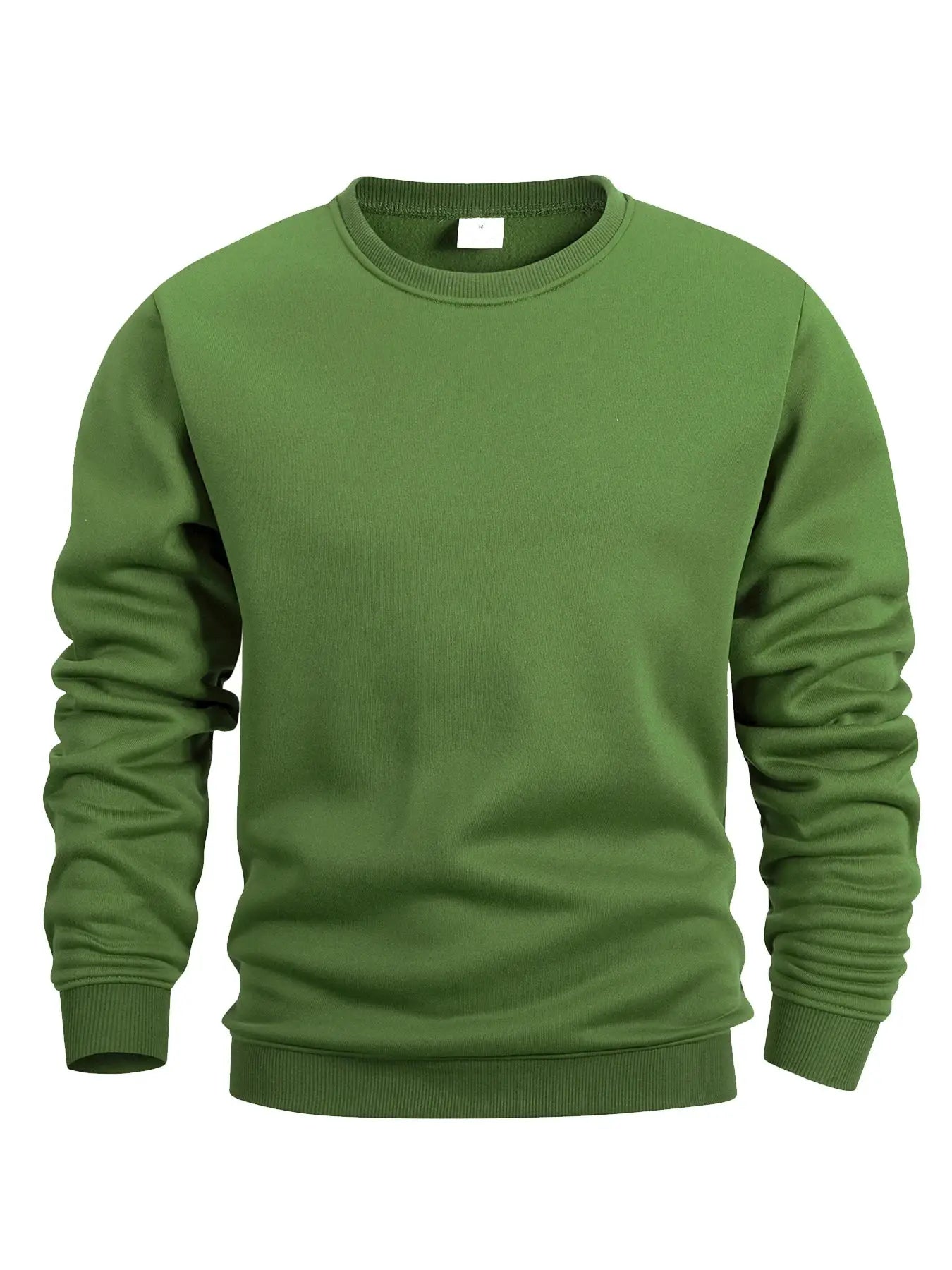 Mens Crew Neck Sweatshirt Solid Color Long Sleeve Pullover Hoodie For Spring Outdoor Casual Daily Sportswear