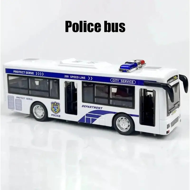 Double Decker Sightseeing Bus Model Die Cast Pull Back Toy Open Doors with Light Music for Boys