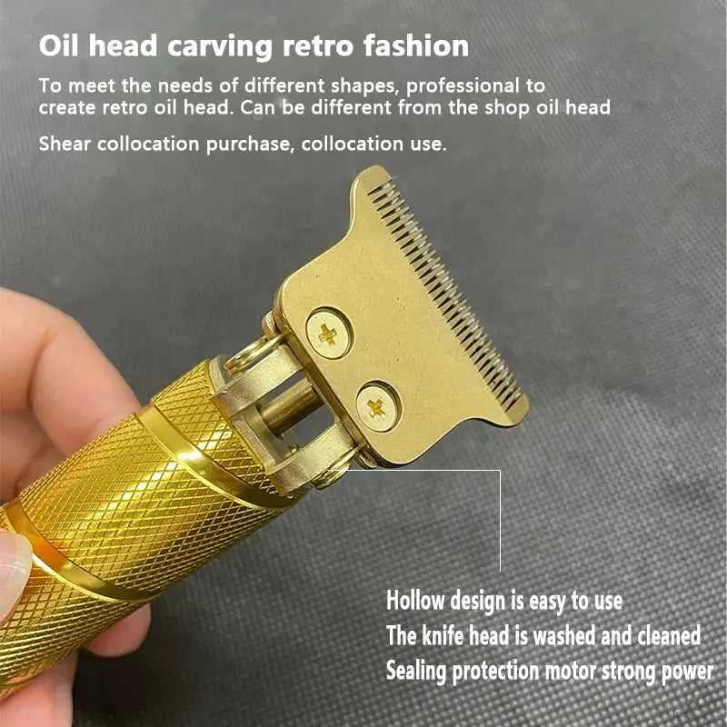 Simples Market gold electric hair trimmer for men; wireless professional barber clipper with gold blade