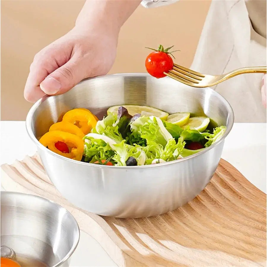 Stainless Steel Gold And Silver Salad Bowl For Rice Noodles Lamian Noodles And Salads Kitchen Tableware Food Container