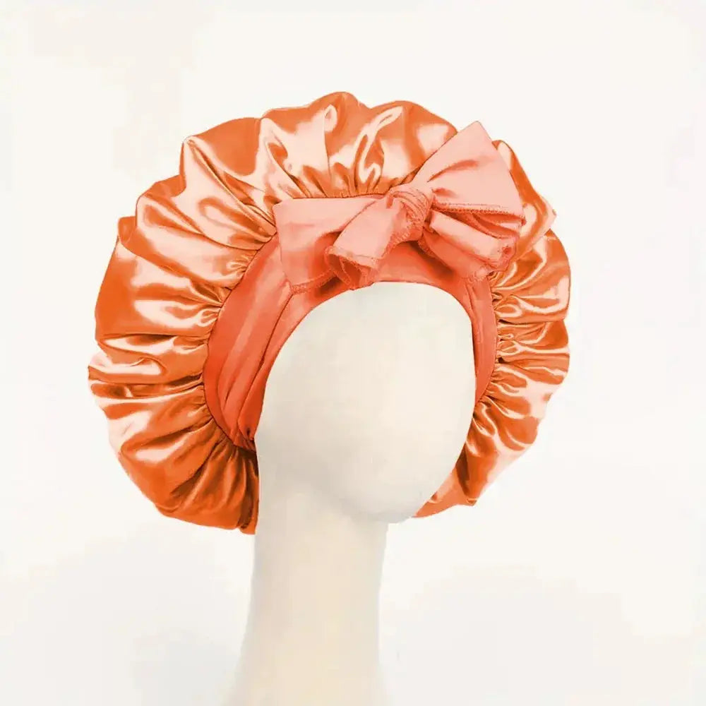 SilkNest Satin Silk Bonnet Adjustable Sleep Cap With Tie Band For Frizz Free Hair Keeps Hair Smooth Overnight